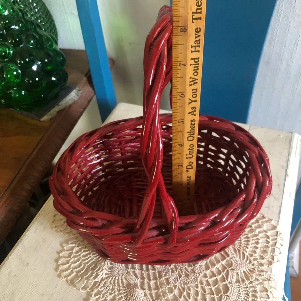 Vintage Red Lacquer Basket